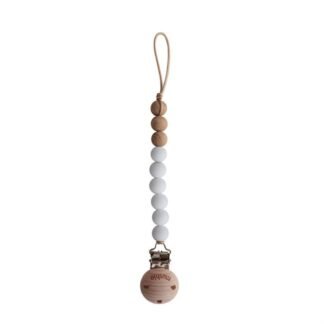 Mushie Pacifier Clips Eva White